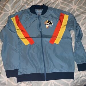 Disney parks Blue windbreaker with Mickey Mouse Patch and Stripes medium